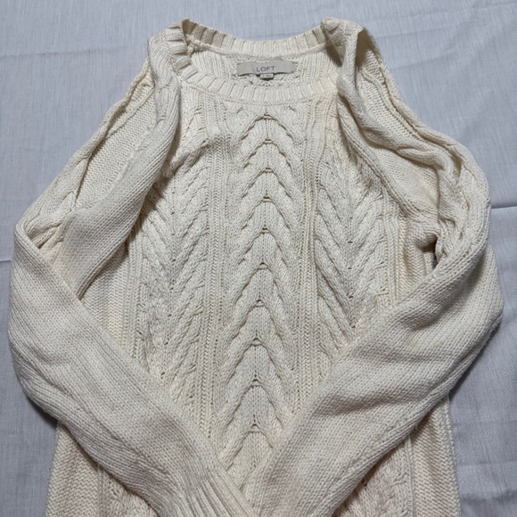 white knitted sweater brand loft size small - Picture 1 of 5